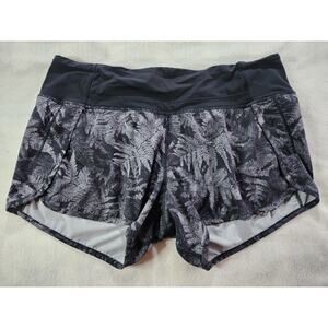 Lululemon Speed Up Shorts Size 8 Low Rise 2.5" Fleur De Leaf Black Multi Print